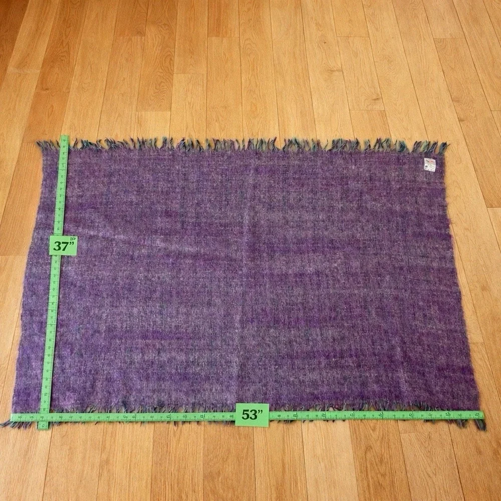 Vintage Avoca Handwoven Pure Wool Purple Throw Made In‎ Ireland | 37 x 53